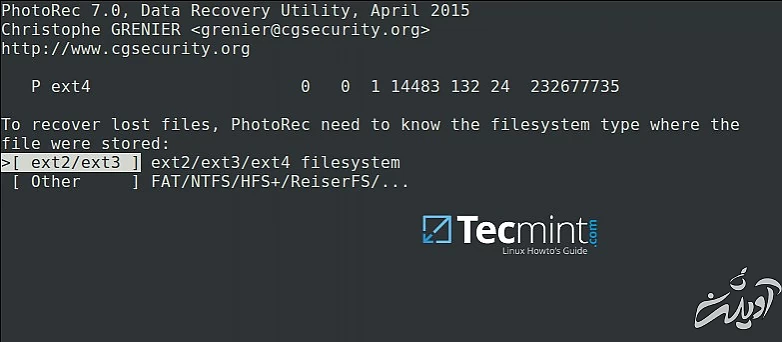Select Filesystem to Recover Deleted Files